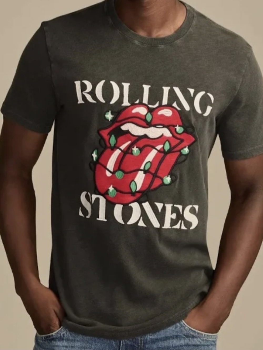 Rolling Stone Lucky Brand Embroidered Logo T-shirt Size L